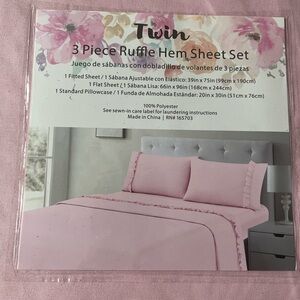 Very G Pink Ruffle Hem Twin Sheet Set